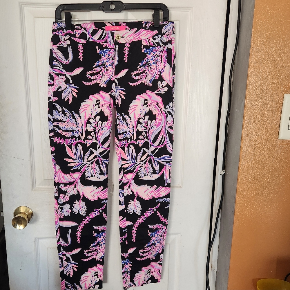 Lilly Pulitzer Kelly Pants Onyx Wild Within Size 2 EUC